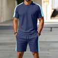 thumbnail image 2 of hotojiny Mens Short Sets 2 Piece Outfits Casual Summer Tracksuits Fashion Short Sleeve T Shirt and Shorts Set Sweatsuit(Dark Blue,3X-Large), 2 of 6