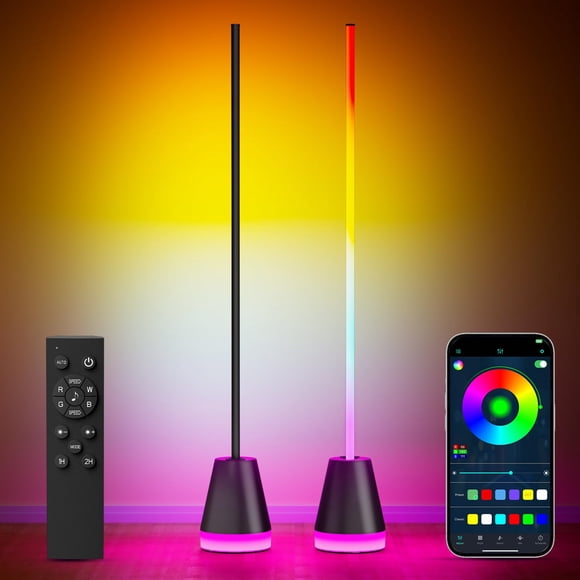 Keepsmile Smart RGB LED Corner Floor Lamp,Bright Tall Standing Lamps with APP and Remote,Modern Floor Lamp with Music Sync and 16 Million Colors, Amb