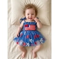 thumbnail image 4 of BemeyourBBs Toddler Baby Girls 4th of July Outfit Newborn Baby Girl Patriot Independence Day Romper Dress Summer Clothes USA Flag Embroidery Sleeveless Tie-up Smocked Dress Jumpsuit Bodysuit Playsuit, 4 of 9