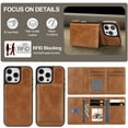 thumbnail image 2 of 2-in-1 Wallet Case for iPhone 15, RFID Blocking PU Leather with Magnetic Detachable 9 Card & Cash Slots, Kickstand Shockproof Protective Classic Slim Cover for Women & Men, Darkbrown, 2 of 10
