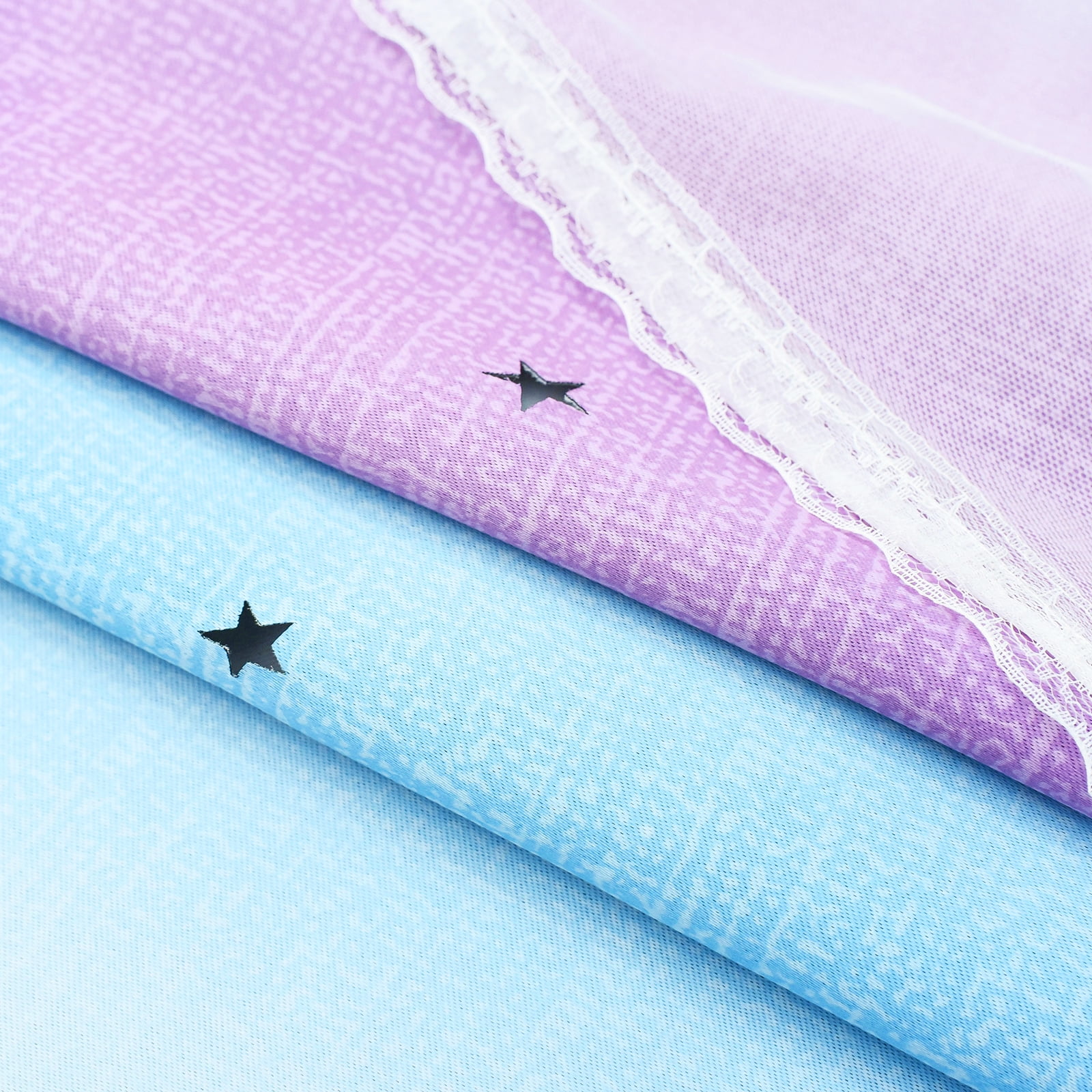 Psoiuetr Blackout Gradient Ombre Curtains for Kids Girls Bedroom Living Room Decor Rainbow Double Layers Star Cut Out Stripe Blue Purple Grommet Window Curtains,52"x84",1 Panel