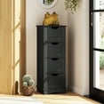 thumbnail image 2 of Gymax 4-Drawer Bathroom Cabinet w/Cut-out Handles Anti-toppling Device Narrow Entryway Black, 2 of 10