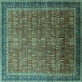 thumbnail image 1 of Ahgly Company Indoor Square Oriental Turquoise Blue Industrial Area Rugs, 4' Square, 1 of 4