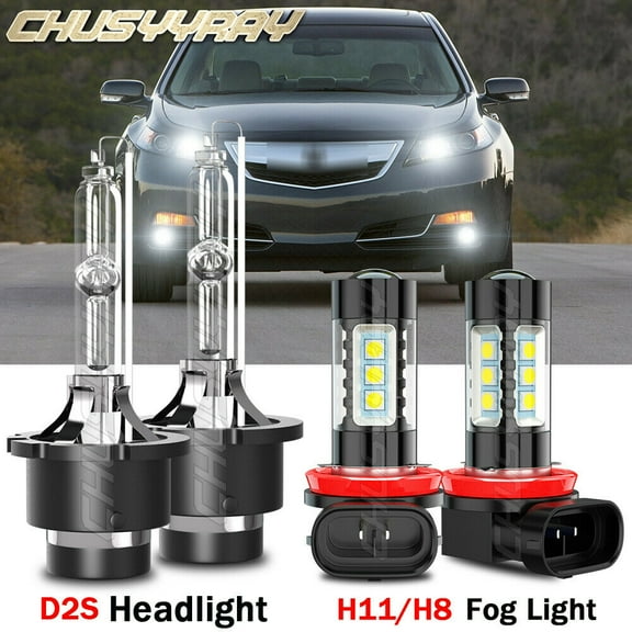 4x D2S H11/H8/H9 For Acura TL 2007-2008 Front HID Headlight High/Low Beam Fog Light Bulbs Kit
