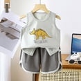 thumbnail image 2 of TOWED22 2 Piece Baby Toddler Boy Clothing Sets Sleeveless Shirt Top + Cute Graphic Pull-on Shorts Summer Casual Outfits(Grey,7-8 Y), 2 of 4