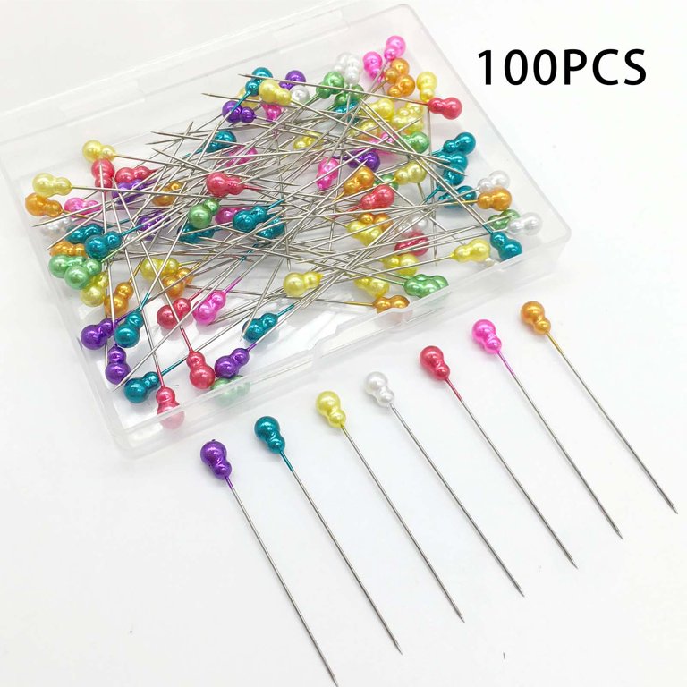 100PCS Sewing Pins Pearl Head Long Straight Pins Dressmaker Decorating  Crafts