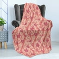 thumbnail image 4 of Romantic Soft Flannel Fleece Blanket, Flowers Hearts Valentines Celebration Birthday Lovers Twiggy Branches, Cozy Plush for Indoor and Outdoor Use, 60" x 80", Coral Pale Peach Pink, by Ambesonne, 4 of 5