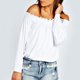 thumbnail image 1 of Las nuevas mujeres de la blusa elástico del hombro de la manga larga de color sólido ocasional CACAGOO Blusa, 1 of 3