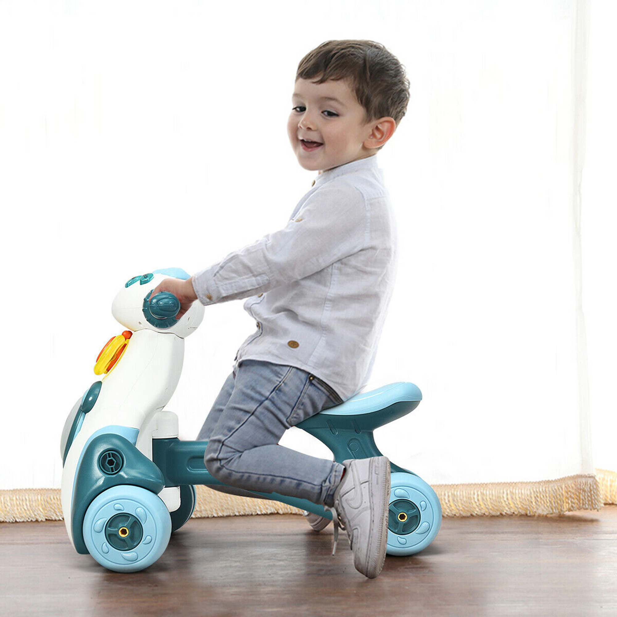 Gymax Baby Balance Bike Musical Ride Toy w/ Light & Sensing Function Toddler Walker - image 3 of 10