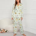 thumbnail image 2 of Pompompurin Women Pajamas Set Long Sleeve Sleepwear Button Down Nightwear Soft Pjs Set with Pockets, 2 of 7