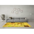 thumbnail image 3 of Ahgly Company Machine Washable Indoor Square Patchwork Yellow Transitional Area Rugs, 4' Square, 3 of 4