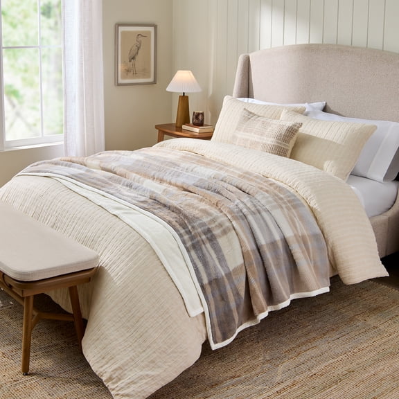 Better Homes & Gardens Chenille Bed Blanket, Ivory, Queen Size, 90 x 96 in