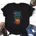 thumbnail image 2 of Gibobby Camisetas Mujer Manga Corta Mujeres Casual Piña Impresión Mangas Cuello Redondo Camiseta Suelta Blusa Tops(Negro,CH), 2 of 4