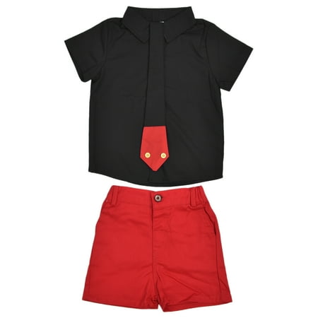 

Boy Clothing Set Children Shirt Gentleman Tie Shorts Baby Boy Clothing Set For Summer For Little Kids Black 100cm / 39.4in