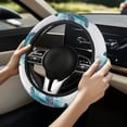 thumbnail image 3 of Uorisanigo Turtle Print Car Steering Wheel Protector Blue Car Wheel Cover with Elastic Edge Breathable Fluffy Steering Wheel Cover for Winter Flannel Car Accessories Soft Car Decor Gift for Friends, 3 of 8
