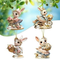 4Pcs Cute Bunny Easter Decorations, Easter Rabbit Figurines Tabletop Resin Figurine Centerpiece for Easter Home and Office Easter Decorations