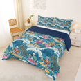 thumbnail image 2 of Castle Fairy Retro Surf Skeleton Tile King Size Comforter Sets 3pcs,Tropical Wave Palm Summer Seamless Pattern Comforters King Size,Blue Cream,Navy Blue Reversible,1 Comforter and 2 Pillowcases, 2 of 6