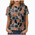 thumbnail image 5 of NOLDARES Halloween Shirts for Women Cute Ghost with Coffee Pumpkin Shirts Cute Fall Short Sleeve Graphic Tee Tops(Light Gray,XXXXXL), 5 of 9