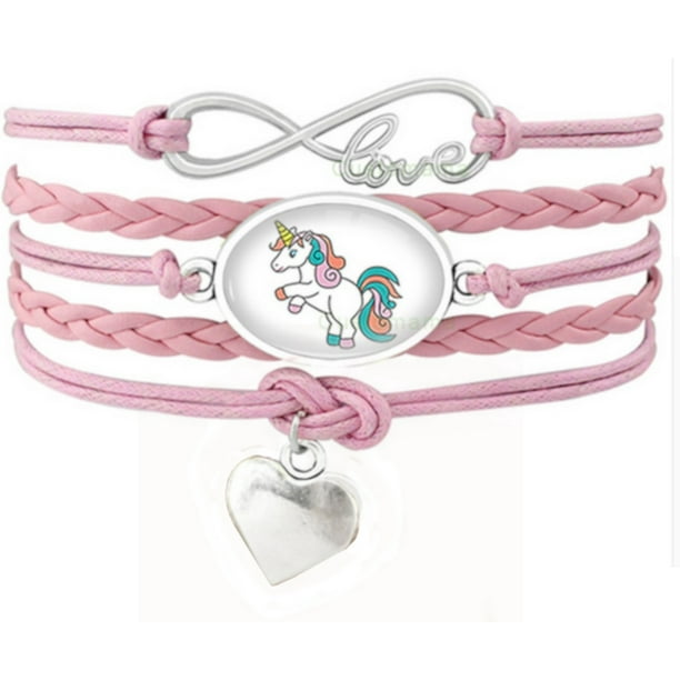 Rowena J Unicorn Bracelet AntiTarnish Pink 5 Strands Dancing Unicorn