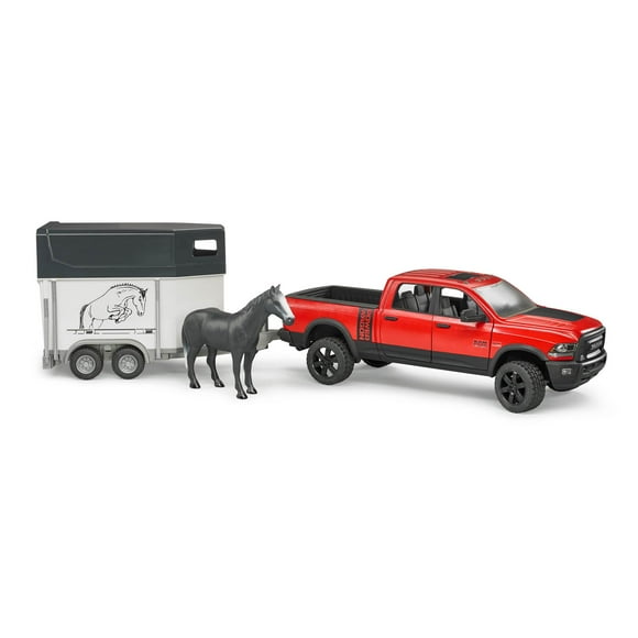 Bruder Toys RAM 2500 Power Wagon Pickup Truck Toy with Horse Trailer and Horse