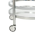 thumbnail image 6 of SAFAVIEH Sienna 2 Tier Modern Glam Round Bar Cart with Casters, Chrome, 6 of 7