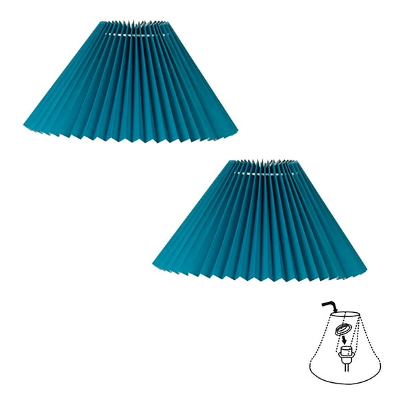 FSLiving Blue Pleated Mushroom Designed Fabric Lamp Shade Replacement, Slip UNO Fitter Art Cover, DIY Torchiere Shade Decorative for Ceiling Pendant Light Table Lamp Swag Lamp Wall Sconce 2-Packs