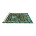 thumbnail image 2 of Ahgly Company Machine Washable Indoor Square Medallion Turquoise Blue Traditional Area Rugs, 5' Square, 2 of 4