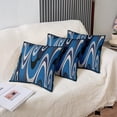 thumbnail image 4 of Pack of 2 Stripe Line Blue Grey Black Decorative Throw Pillow Covers, Soft Geometric Square Cushion Case Set for Couch Sofa Bedroom Living Room, Geometry Pillow Cases Pillowcases, 16x16 Inches, 4 of 5
