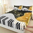 thumbnail image 3 of Manfei Music Instrument Piano Twin Sheet Sets,Musical Notes Twin Fitted Sheet,Gold White Black Flat Sheet For Kids,Luxury Bedroom Decor,3pcs, 3 of 7