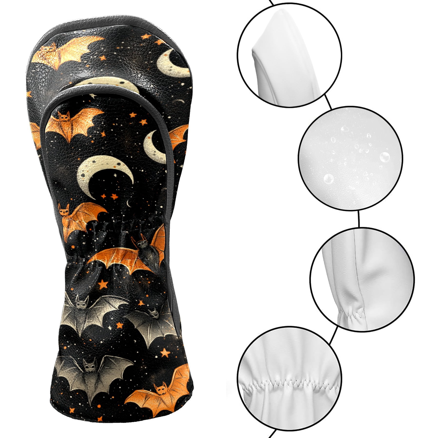 Golf Club Covers PU Leather Waterproof Head Covers for Fairway Woods Hybrids Bats Stars Moon