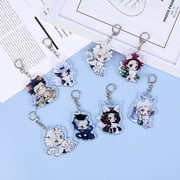 ZILEFSILK 11PCS Cute Anime Demon Slayer Keychain Acrylic Key Chain Figure Set Merch