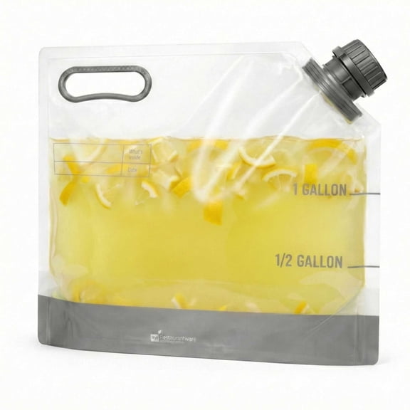 Cater Tek 1 gal Clear Plastic Take Out Drink Bag - with Safety Cap - 12 3/4" x 5 3/4" x 11 3/4" - 10 count box