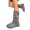 Gray, variant on Women's Slip on Mid Calf Boots, Plus Size Suede Belt Buckle Round Toe Casual Boots with Breathable Lining and Cushion Sole, Trendy Footwear for Everyday Wear