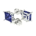 thumbnail image 2 of 4 ct Push-Back Stud Earrings for Women | 7.0mm Princess Cut Simulated Tanzanite | 18K White Gold, 2 of 5