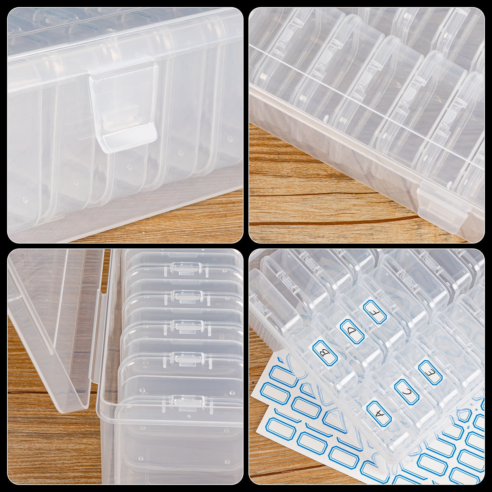 30 Slots Bead Organizer Box, Bead Storage Containers, Mini Clear Craft Bead Storage Box Rhinestone Organizer Storage Bead Organizers and Storage with Hinged Lid Labels for Seeds Art Craft (2 Pack)