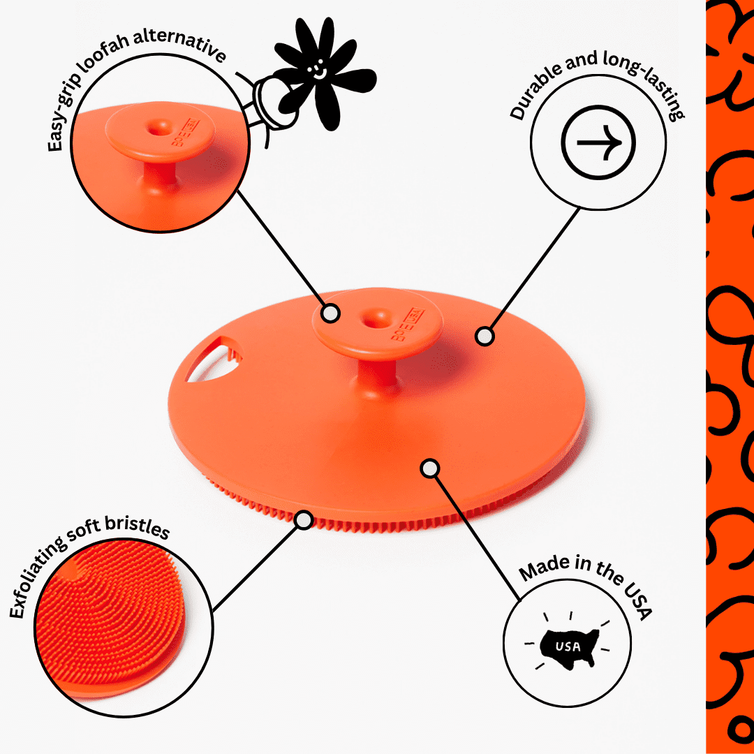 Boie USA Body Scrubber with Handle (Orange)