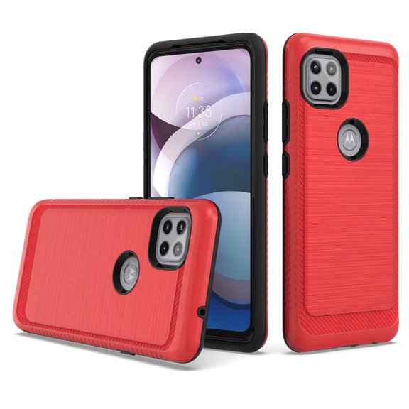 For Motorola Moto One 5G Ace / G 5G XT2113 2021 Lining Cover Phone Case Tempered Glass - Red