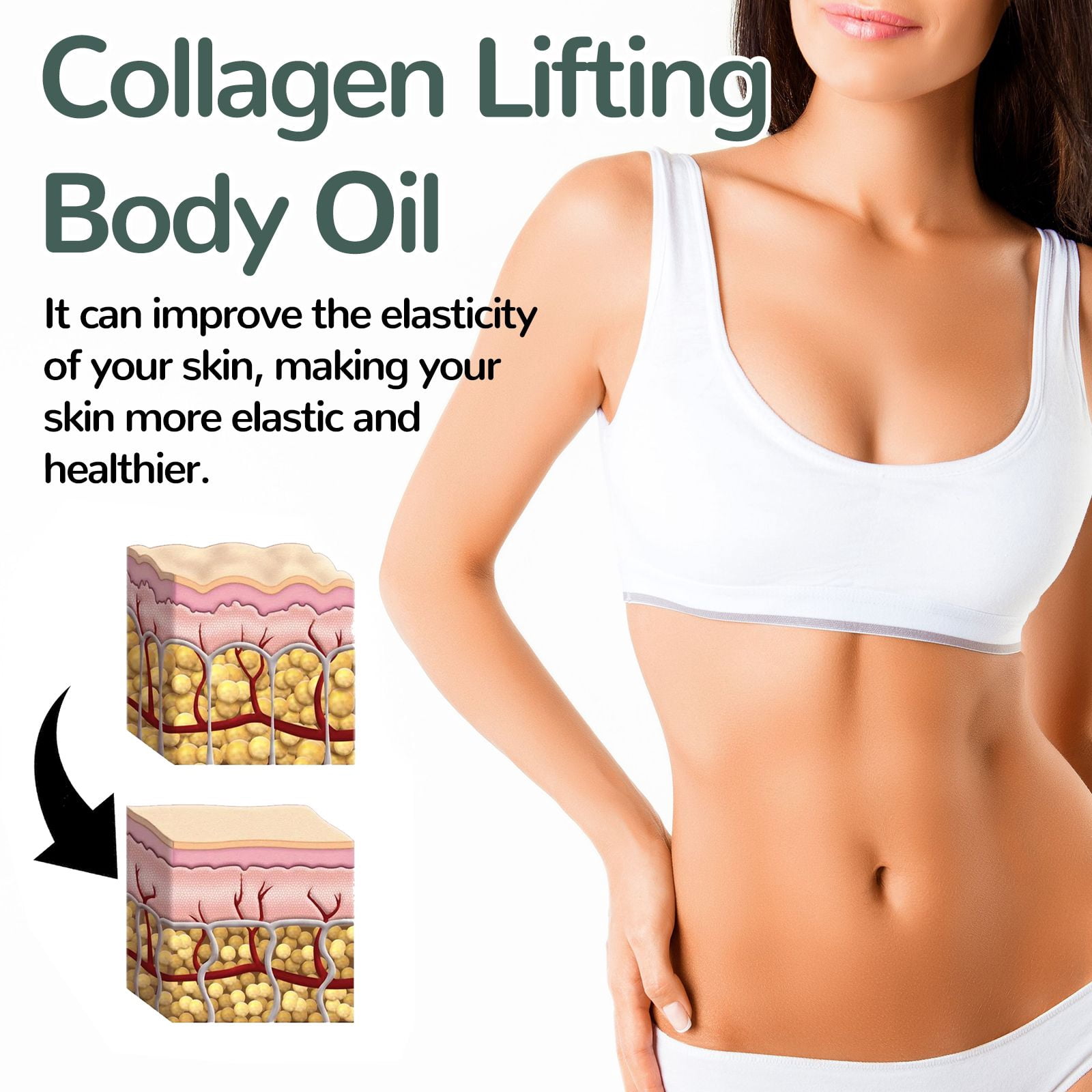 Alvantor Collagen Firming Body Oil - Hydrating Moisturizer for Dry Skin, Anti-Aging Body Oil for Elasticity & Nourishment, 3.38fl.oz