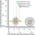 thumbnail image 4 of Yellow Tone, Simulated Cubic Zirconia Size-10 Emerald Cut Vintage Art Deco Halo Wedding Bridal Engagement Ring Baguette 925 Sterling Silver, 4 of 7