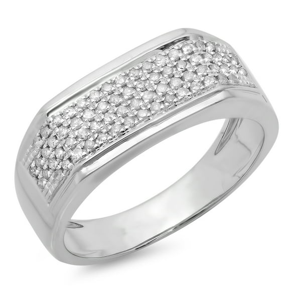 Dazzlingrock Collection 0.40 CT Sterling Silver Round White Diamond Men's Wedding Band, Size 10.5