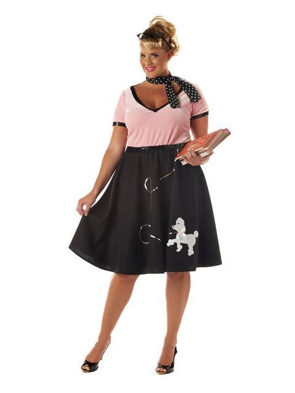 ladies 1950's fancy dress Decades 50s Housewife Fancy-Dress Costume for Women with Candied Apple Red  Dress, Adult, Size M