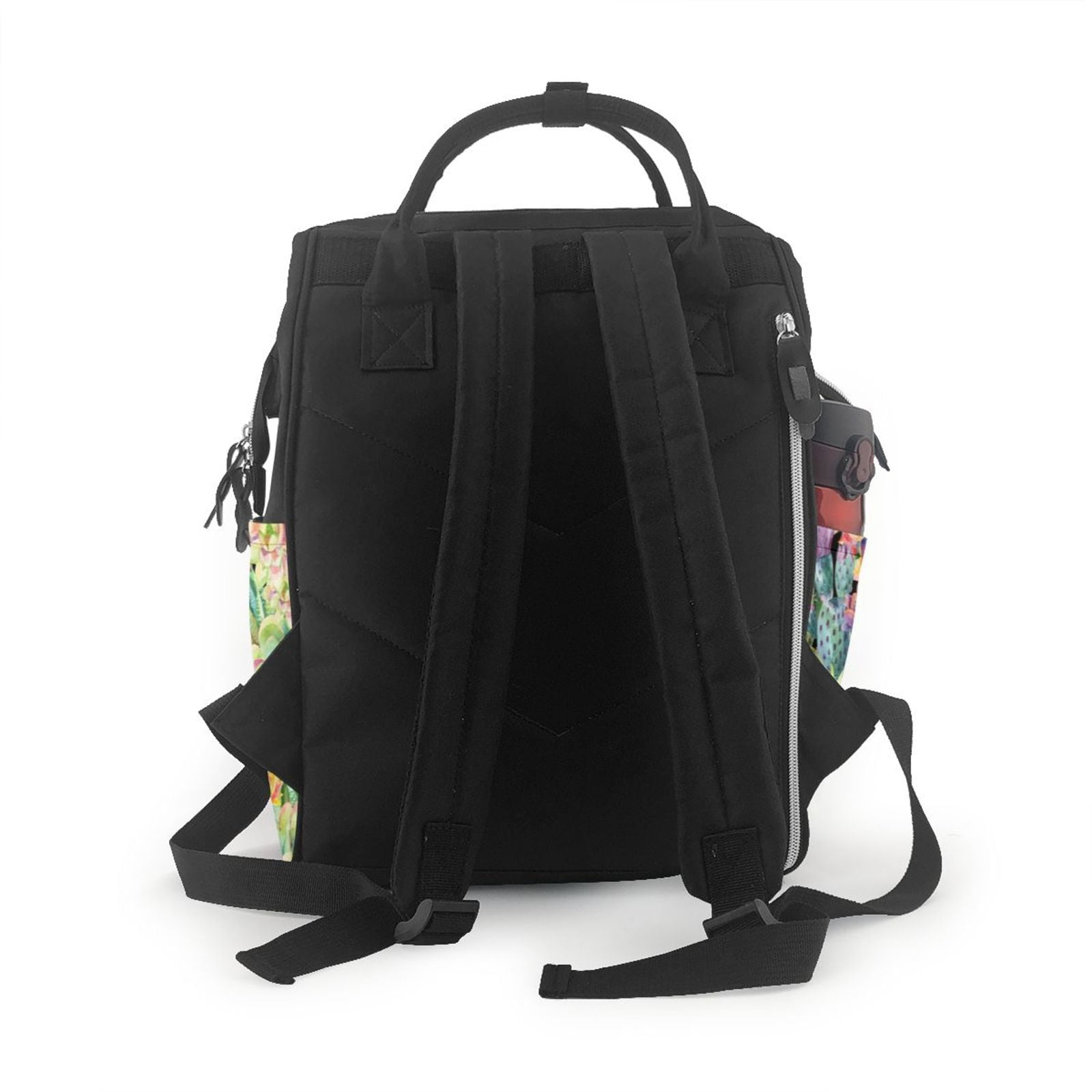 Fuzoiu Watercolor Blooming Cactus Print Diaper Bag Backpack,Baby Essentials Travel Tote,Multi function Waterproof Diaper Bag, Travel Essentials Baby Bag - Unisex