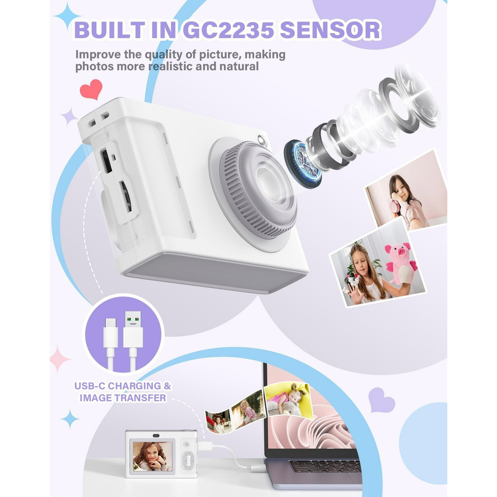 Digital Camera Kids Camera FHD 1080P 50MP Vintage Camera with 8X