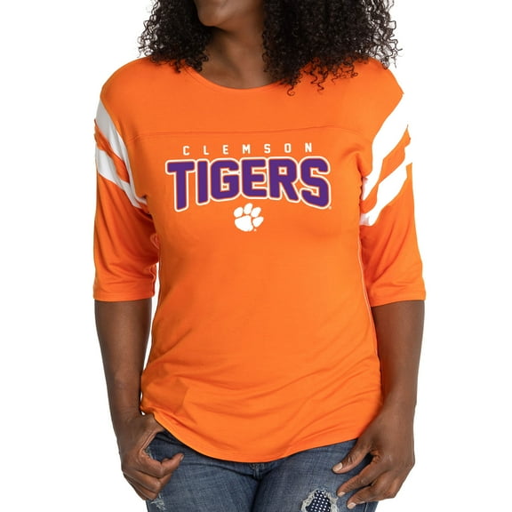 Women's Orange Clemson Tigers Relaxed Abigail Half-Sleeve T-Shirt