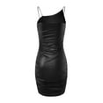 thumbnail image 3 of Douhoow Women PU Leather Stretch Bodycon Dress Black Slim Fit Cocktail Club Sleeveless Mini Dress, 3 of 7