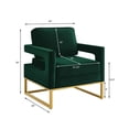 thumbnail image 2 of Modern Accent Chair, Oversized Leisure Chair with Hollow Backrest and Metal Base, Upholstered Chair for Living Room, Emerald, 2 of 9