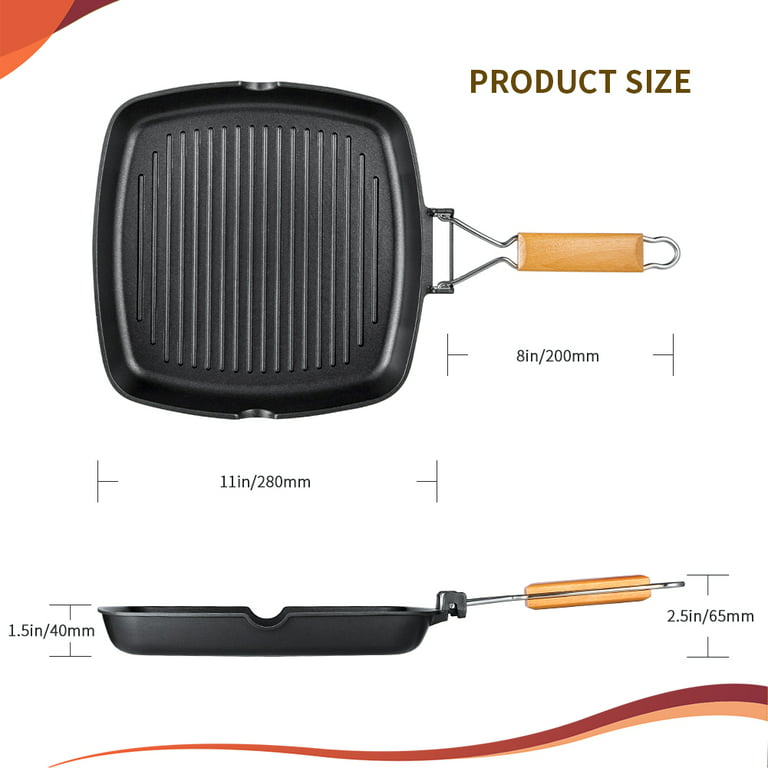 Induction Grill Pan Foldable Handle Frying Pan Fish Griddle Skillet -  AliExpress