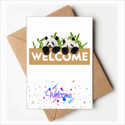 Welcome Panda Host Show Art Deco Fashion Welcome Back Greeting Cards Envelopes Blank