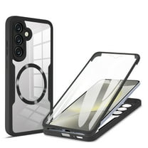 TECH CIRCLE Full Body Protection Case for Samsung Galaxy S24 FE,Magnetic Clear Case Compatible with Mag Safe Shockproof TPU PC Cover Built-in Screen Protector for Galaxy S24 FE,Black