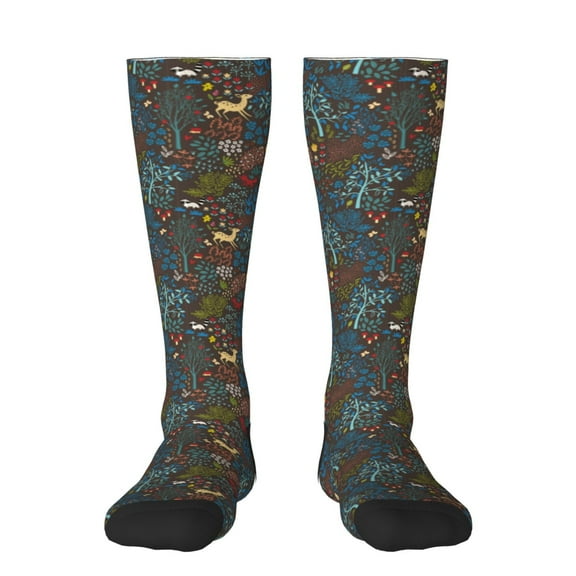 Hirioo Deers In The Forest 1 for Adult Stockings Breathable Sock Non-Pilling,Contrasting Color Design